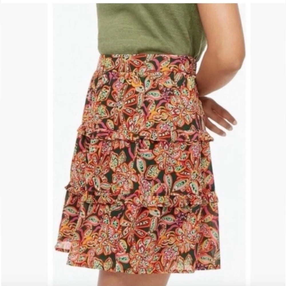 J.Crew Paisley Tiered Mini Skirt Size Small Boho